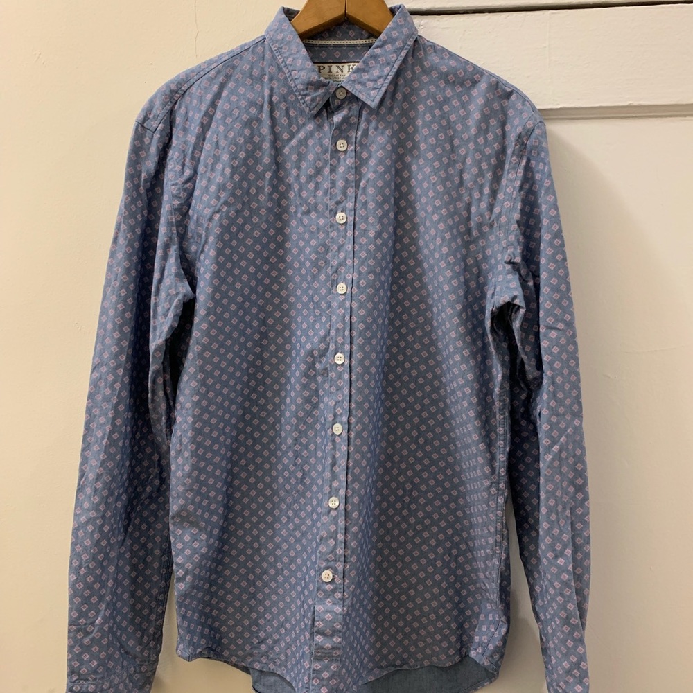 Men’s PINK Slim Fit- Long Sleeved button down